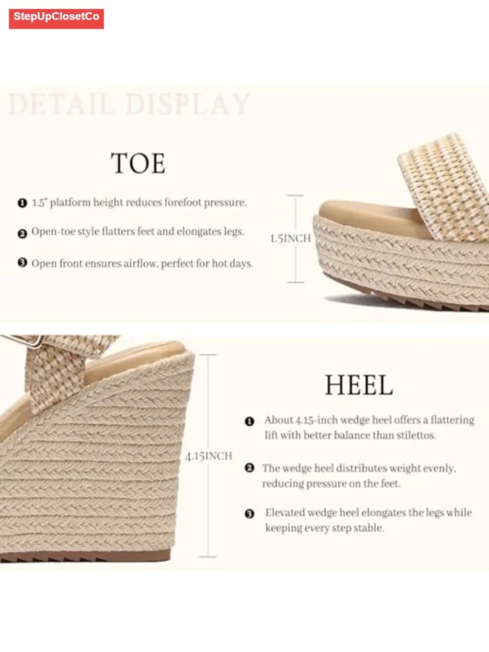 Espadrille Wedge Platform Sandals with Ankle Strap